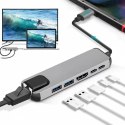 GEMBIRD MULTI ADAPTER USB TYPE-C 5W1 (USB AF AND TYPE-C HUB + HDMI + PD+LAN) SZARY GEMBIRD