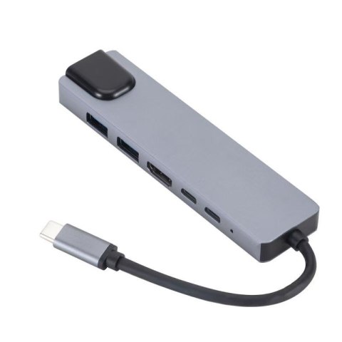 GEMBIRD MULTI ADAPTER USB TYPE-C 5W1 (USB AF AND TYPE-C HUB + HDMI + PD+LAN) SZARY GEMBIRD