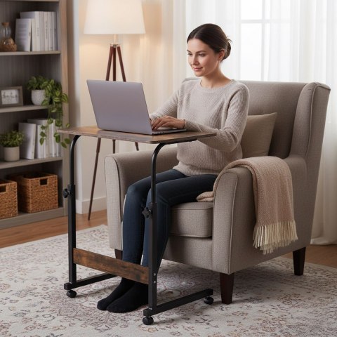 Mobilny stolik pod laptopa biurko dostawiane do fotela postarzany orzech ModernHome ModernHome