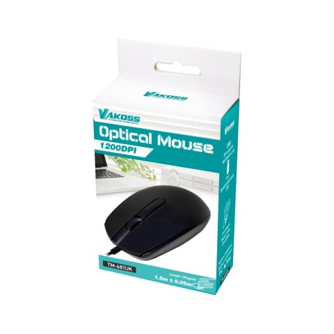 Mysz VAKOSS TM-481UK (optyczna; 1200 DPI; kolor czarny) VAKOSS
