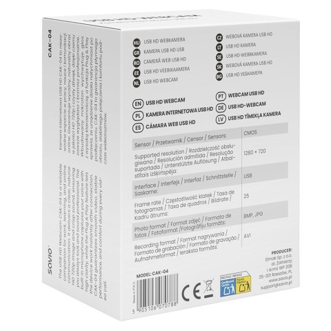 SAVIO KAMERA INTERNETOWA 720P CAK-04 SAVIO