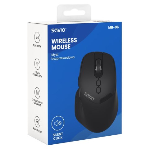 SAVIO MYSZ BEZPRZEWODOWA BT 2.4 GHZ ERGONOMICZNA MB-06 SAVIO