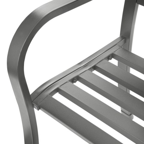 Ażurowa ławka ogrodowa z oparciem parkowa na taras balkon metalowa konstrukcja grafitowa LONGWELL INDUSTRIAL LTD