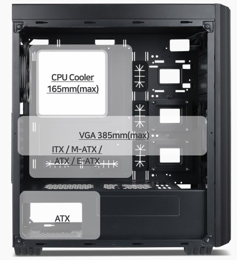 GEMBIRD OBUDOWA FORNAX K500 MIDI-TOWER (2X USB 3.0, 1X USB TYP-C, CZYTNIK KART, HD AUDIO) CZARNA GEMBIRD