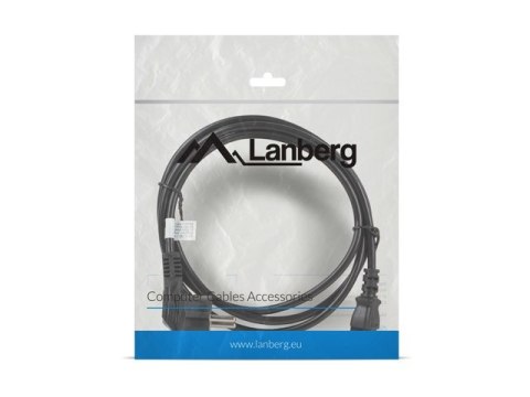 Kabel Lanberg CA-C13C-11CC-0018-BK (C13 / IEC C13 / IEC 320 C13 F - Schuko M; 1,8m; kolor czarny) Lanberg
