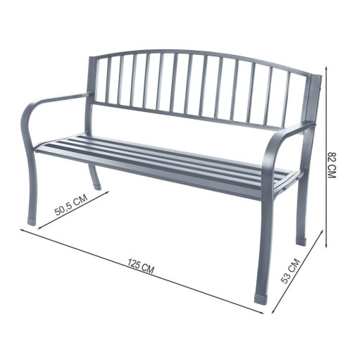 Ławka ogrodowa z oparciem parkowa na taras balkon metalowa konstrukcja grafitowa LONGWELL INDUSTRIAL LTD