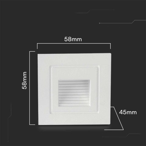 Oprawa schodowa LED V-TAC 3W LED kwadrat biała 230V VT-1128 3000K 180lm