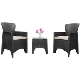 Zestaw mebli ogrodowych na taras balkon 2 fotele + stolik czarne LONGWELL INDUSTRIAL LTD