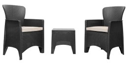 Zestaw mebli ogrodowych na taras balkon 2 fotele + stolik czarne LONGWELL INDUSTRIAL LTD