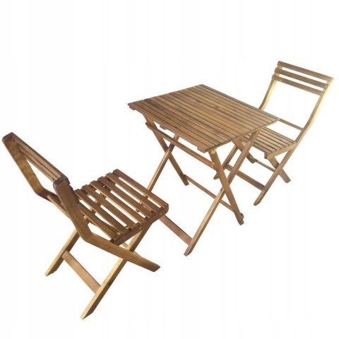 Zestaw mebli ogrodowych z drewna akacjowego - stolik i 2 krzesła NUFORMA