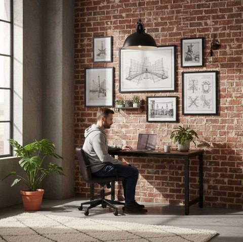 Biurko komputerowe szkolne stół 120x60 cm postarzany orzech ModernHome ModernHome