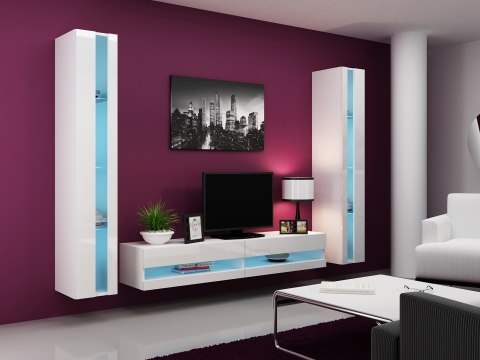 Regał VIGO NEW 180/40/30 biały/biały połysk Cama MEBLE