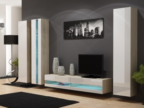 Regał VIGO NEW 180/40/30 dąb sonoma/biały połysk Cama MEBLE