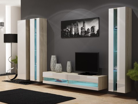 Regał VIGO NEW 180/40/30 dąb sonoma/biały połysk Cama MEBLE