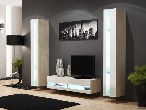 Regał VIGO NEW 180/40/30 dąb sonoma/biały połysk Cama MEBLE