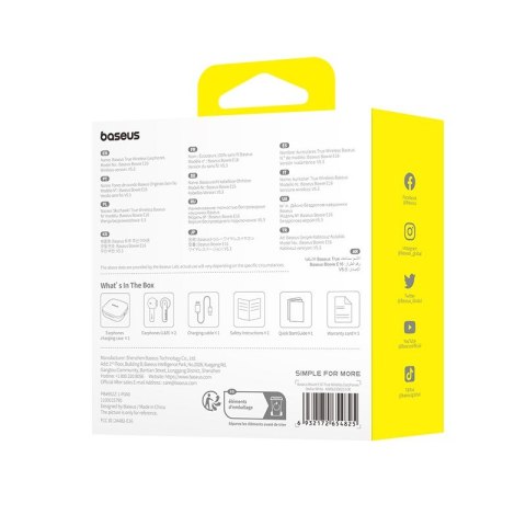 Słuchawki bezprzewodowe Baseus Bowie E16 (biały) Baseus