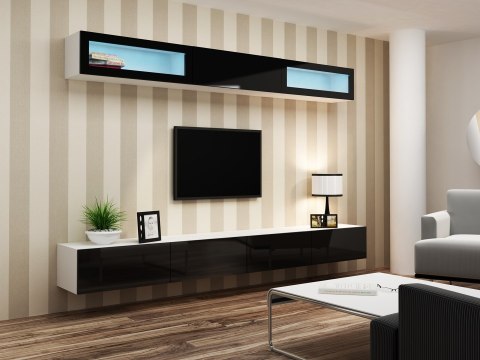 Witryna VIGO '90' pełna 90/35/32 biały/czarny poł. Cama MEBLE