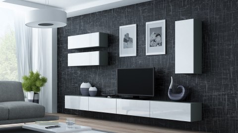 Witryna VIGO '90' pełna 90/35/32 szary/biały połysk Cama MEBLE