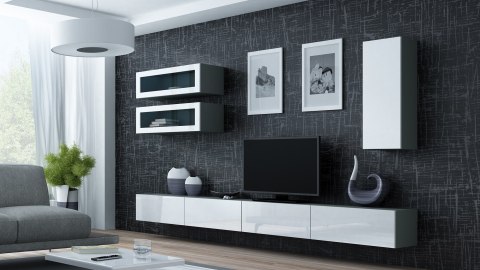 Witryna VIGO '90' pełna 90/35/32 szary/biały połysk Cama MEBLE