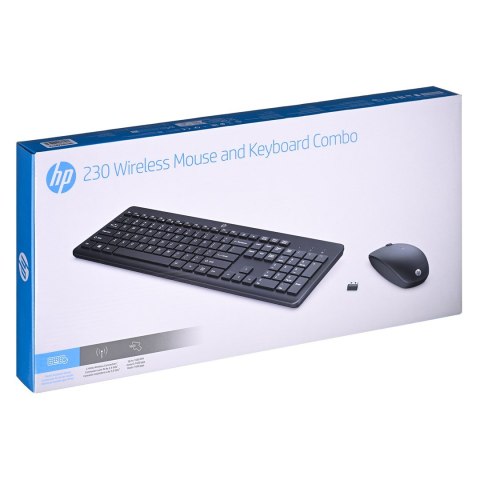 Zestaw klawiatura + mysz HP 230 Wireless Mouse and Keyboard Combo bezprzewodowe czarne 18H24AA Hewlett-Packard
