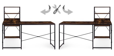 Biurko narożne z regałem 3 półki komputerowe postarzany orzech loftowe ModernHome ModernHome