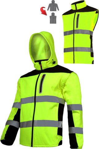 Softshell ostrzeg. z odpinanymi ręk., żółty, "2xl", ce,lahti Lahti Pro