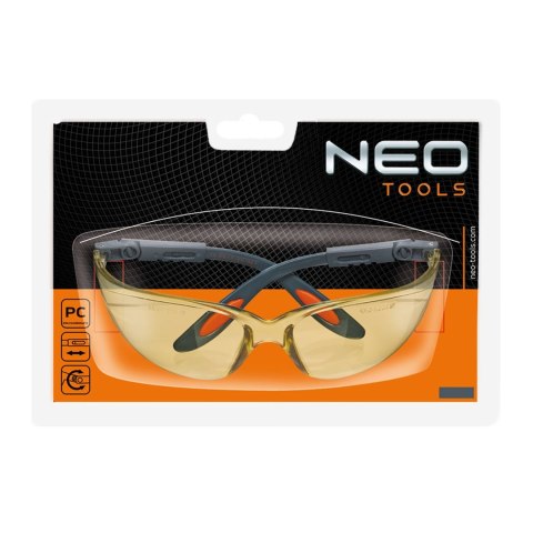 Okulary ochronne poliwęglanowe, żółte soczewki NEO TOOLS