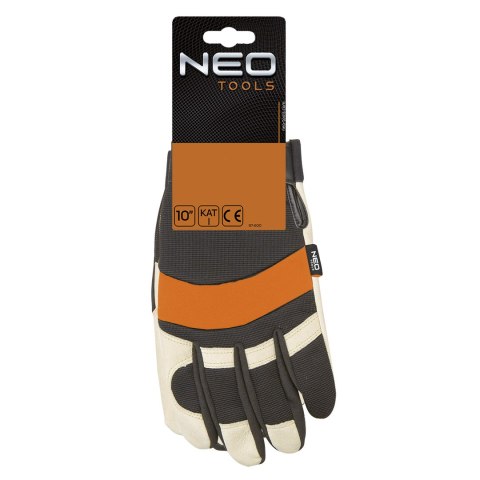Rękawice robocze, skóra świńska licowa, neopren, 10" NEO TOOLS