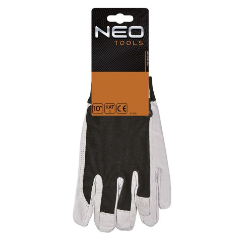 Rękawice robocze, skóra świńska licowa, z rzepem, 10" NEO TOOLS