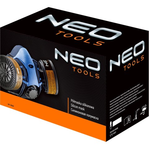 Półmaska silikonowa z miejscem na dwa pochłaniacze (bez pochłaniaczy) NEO TOOLS