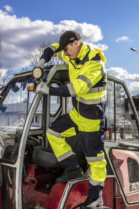 Kurtka robocza ostrzegawcza softshell z kapturem, żółta, rozmiar XL NEO TOOLS