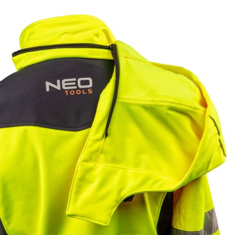Kurtka robocza ostrzegawcza softshell z kapturem, żółta, rozmiar S NEO TOOLS