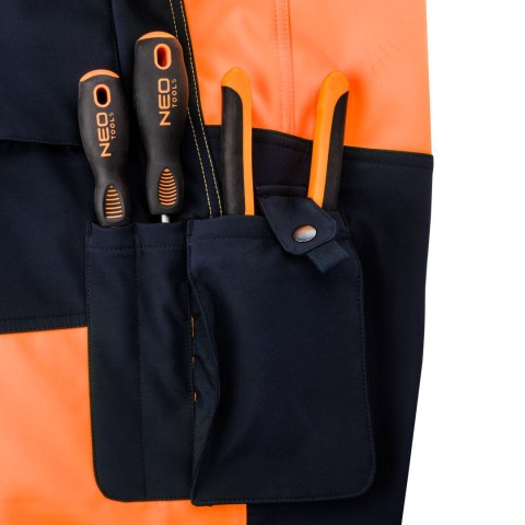 Spodnie robocze ostrzegawcze softshell, pomarańczowe, rozmiar XXXL NEO TOOLS