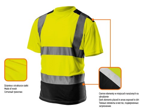 T-shirt ostrzegawczy, ciemny dół, żółty, rozmiar S NEO TOOLS