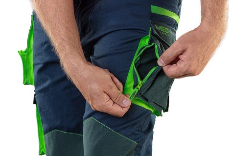 Spodnie robocze PREMIUM, 62% bawełna, 35% poliester, 3% elastan, rozmiar XS NEO TOOLS