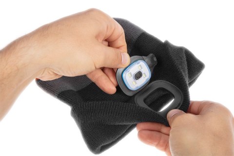 Czapka z latarką LED, czarno-szaro-pomarańczowa WARM NEO TOOLS