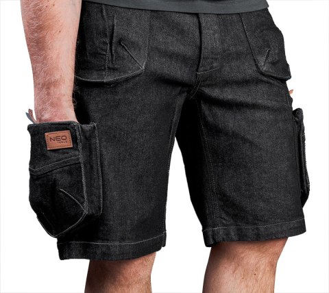 Krótkie spodenki robocze DENIM, czarne, rozmiar XS NEO TOOLS