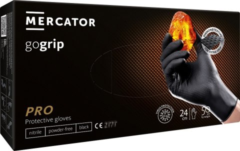 Rękawice nitrylowe czarne mercator gogrip black 50 sztuk rozmiar m MERCATOR