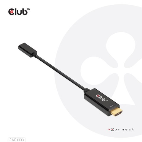 CLUB 3D CAC-1333 adapter kablowy 0,22 m HDMI Typu A (Standard) USB Type-C Czarny Club 3D
