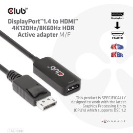 CLUB3D CAC-1088 adapter kablowy 0,21 m DisplayPort HDMI Czarny Club 3D