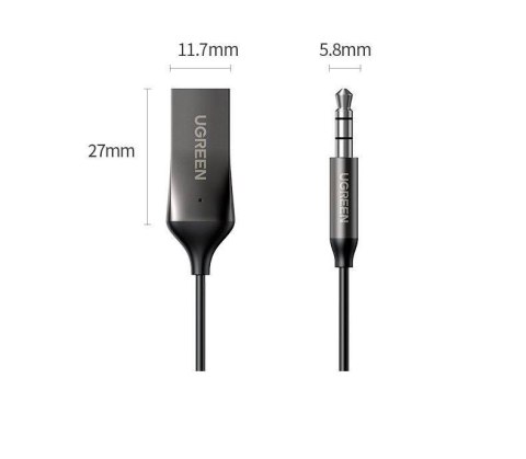 Ugreen Odbiornik dźwięku adapter audio Bluetooth 5.3 USB-3,5 mm mini jack (czarny) UGREEN