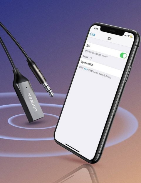 Ugreen Odbiornik dźwięku adapter audio Bluetooth 5.3 USB-3,5 mm mini jack (czarny) UGREEN
