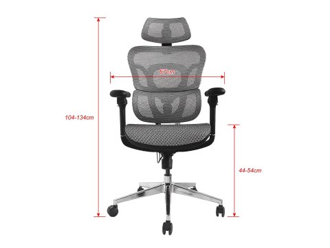 Wyposażenie Ergonomiczne Krzesło Biurowe + Zagłówek/Podłokietniki Szare Lite Sprzedaż Detaliczna EQUIP