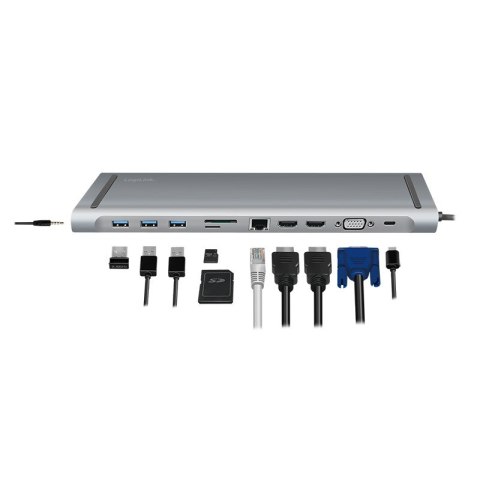 LogiLink UA0373 - Przewodowy - USB 3.2 Gen 1 (3.1 Gen 1) Type-C - 100 W - 3,5 mm - 10,100,1000 Mbit/s - Aluminiowy LogiLink