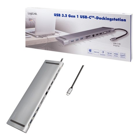 LogiLink UA0373 - Przewodowy - USB 3.2 Gen 1 (3.1 Gen 1) Type-C - 100 W - 3,5 mm - 10,100,1000 Mbit/s - Aluminiowy LogiLink