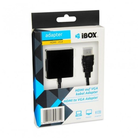 Adapter IBOX IAHV01 (HDMI M - D-Sub (VGA) F; 1m; kolor czarny) IBOX