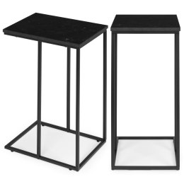 Stolik boczny pod laptopa kawowy w kształcie litery C marmur czarny ModernHome ModernHome