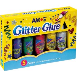 KLEJ Z BROKATEM AMOS 120ml*5 KOLORÓW