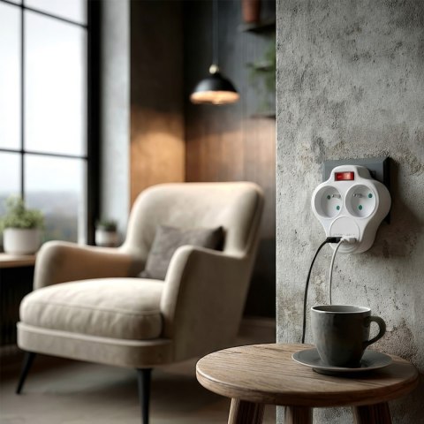 Gniazdko prądowe Maclean, rozgałęźnik z 2 gniazdami i USB A/C 2.4A, typu E, 2x16A, MCE336 E Maclean