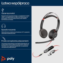 Poly Blackwire 5220 Stereo USB-C Headset +3.5mm Plug +USB-C/A Adapter 8X231AA POLY